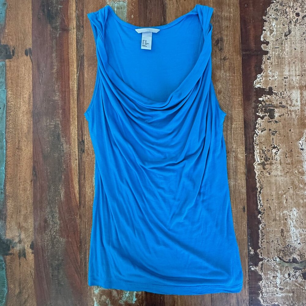 H&M Twist Cowl Neck Blue Lightweight top Size XS